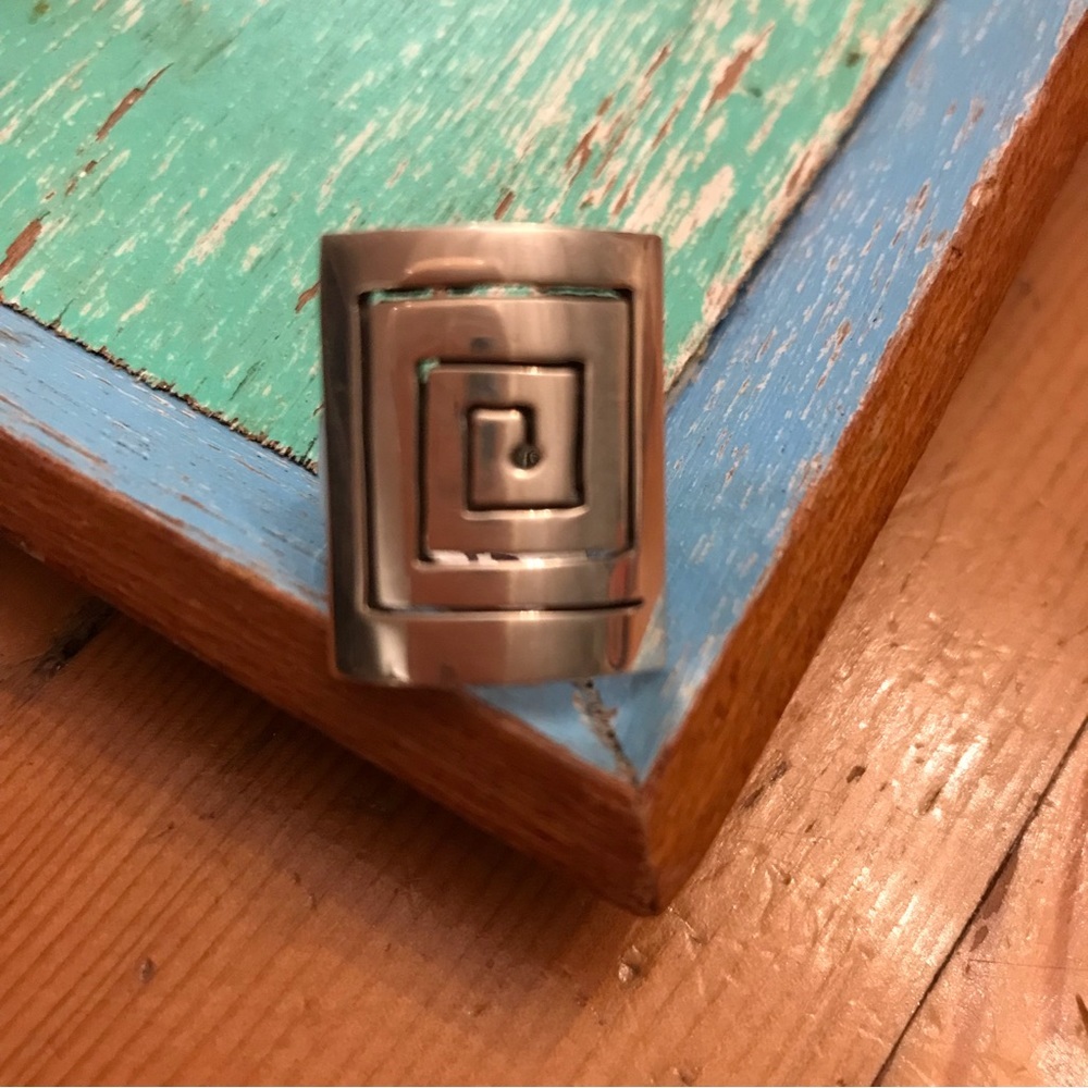 Sterling Silver Geometric Spiral Women's Ring